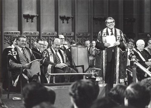 Asa Briggs at a graduation ceremony