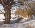view image of River Ouzel near Walton Hall campus covered with snow