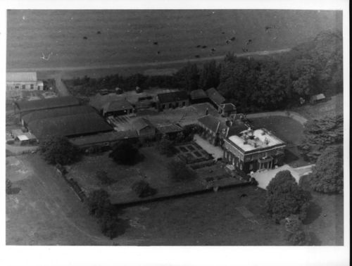 Aerial view of Walton Hall not long before the arrival of the Open University.