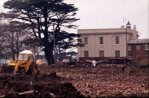 View of building work next to Walton Hall on the OU campus