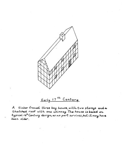Building elevation diagram of Walton Hall showing how it looked in the early part of the seventeenth century when it was purchased by the Beale family. 