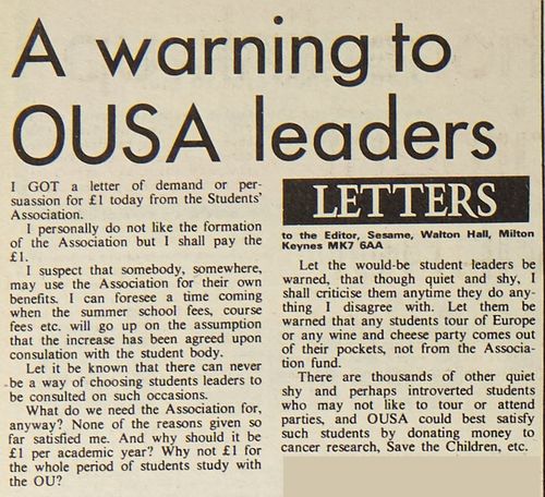 A warning to OUSA leaders letter