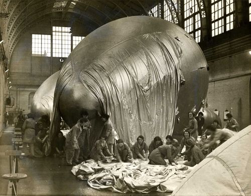 A barrage balloon factory c.1940. Jennie Lee was employed to oversee the production of barrage balloons during the war. 