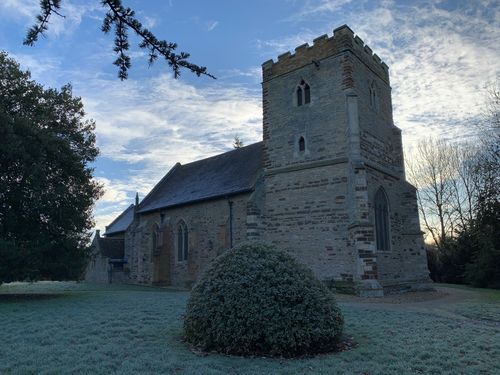 St Michael's Church, Walton Hall photographed on a cold frosty day in January 2023. 