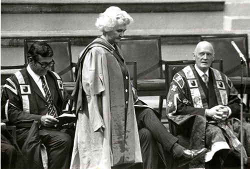 Jennie Lee at the first OU graduation ceremony