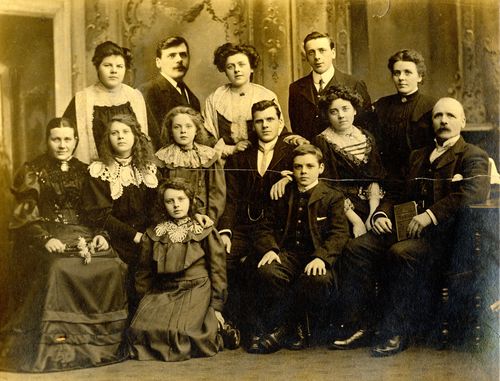 Photograph of Jennie Lee's father's family taken c.1890. 