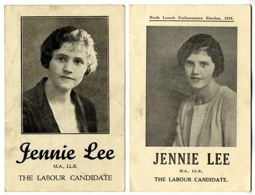 Polling cards from Jennie Lee's election campaigns in 1929 and 1931. 