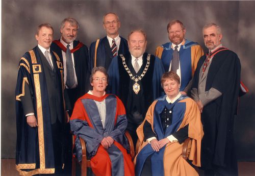 OU staff and honorary graduates Bill Bryson and Kathy Sylva