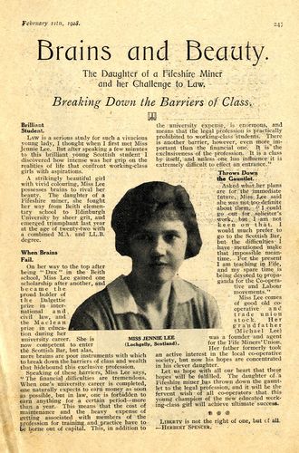 Article about Jennie Lee : 'Brains and Beauty'