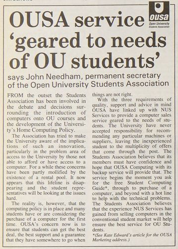 Newspaper clipping for OU Student magazine 