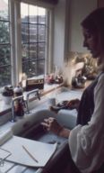 view image of Student working with home experiment kit