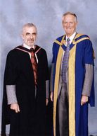 view image of Peter Barnes and honorary graduate Peter Woods