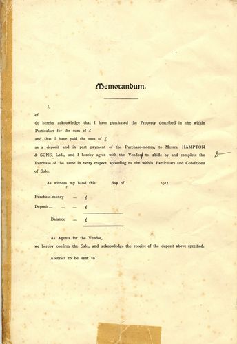 Walton Hall sale document - memorandum