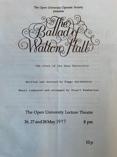 The Ballad of Walton Hall programme