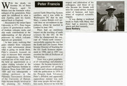 video preview image for Open House article - Peter Francis' Obituary