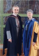 view image of Peter Barnes and honorary graduate Beverley Naidoo