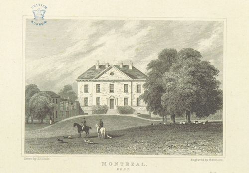 Montreal House in Sevenoaks, Kent was the family home of Captain Charles Pinfold's first wife Fanny Williams (c.1780-1800). This engraving by John Preston Neale was produced in 1818. 