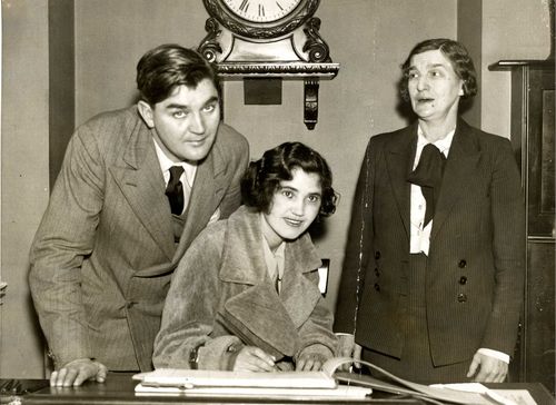 Jennie Lee and Aneurin Bevan signing the register, following their marriage on 25th October 1934 at Bloomsbury Register Office. 