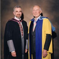 view image of Peter Barnes and Honorary Graduate Eric Newby