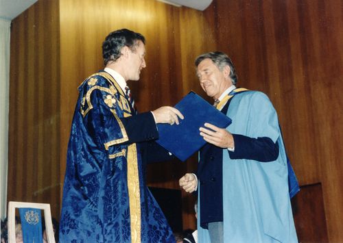 John Daniel and honorary graduate Don McCullin