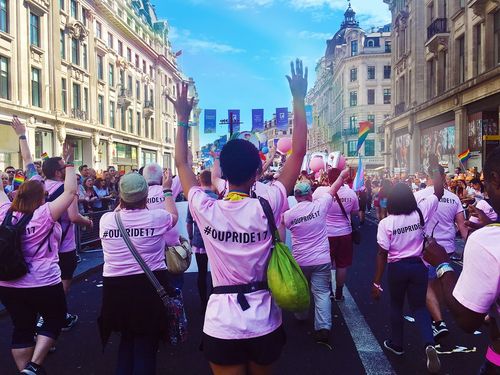 OU Pride (formally known as PLEXUS) at a Pride march.