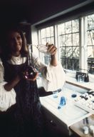 view image of Student working with home experiment kit