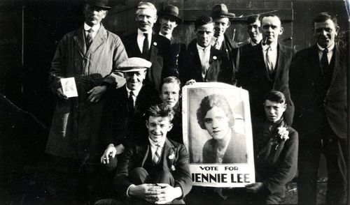 Supporters of Jennie Lee's 1929 election campaign in North Lanark. They are probably ILP (Independent Labour Party) members. 