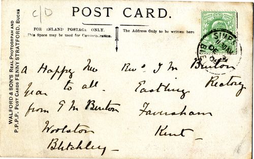 Reverse of postcard featuring Walton Hall