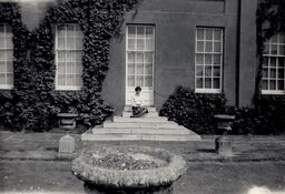 view image of Jenny Blane on Walton Hall steps, c.1966
